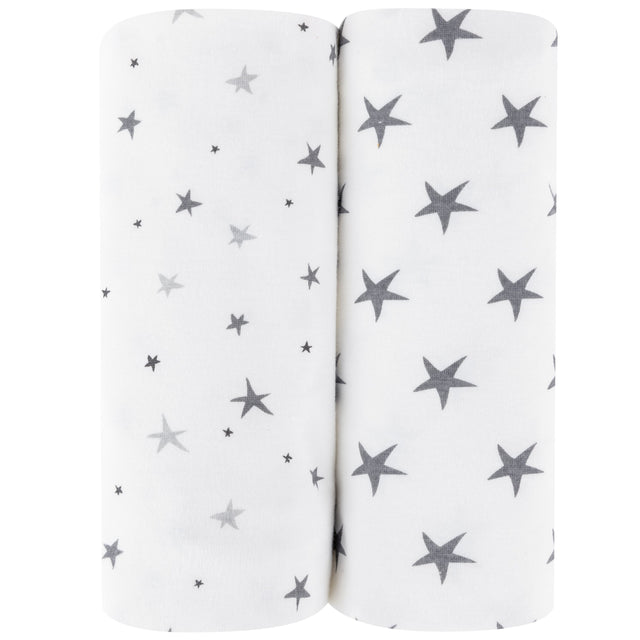 Waterproof Changing Pad Cover | Cradle Sheet Set - Grey Stars - HoneyBug 