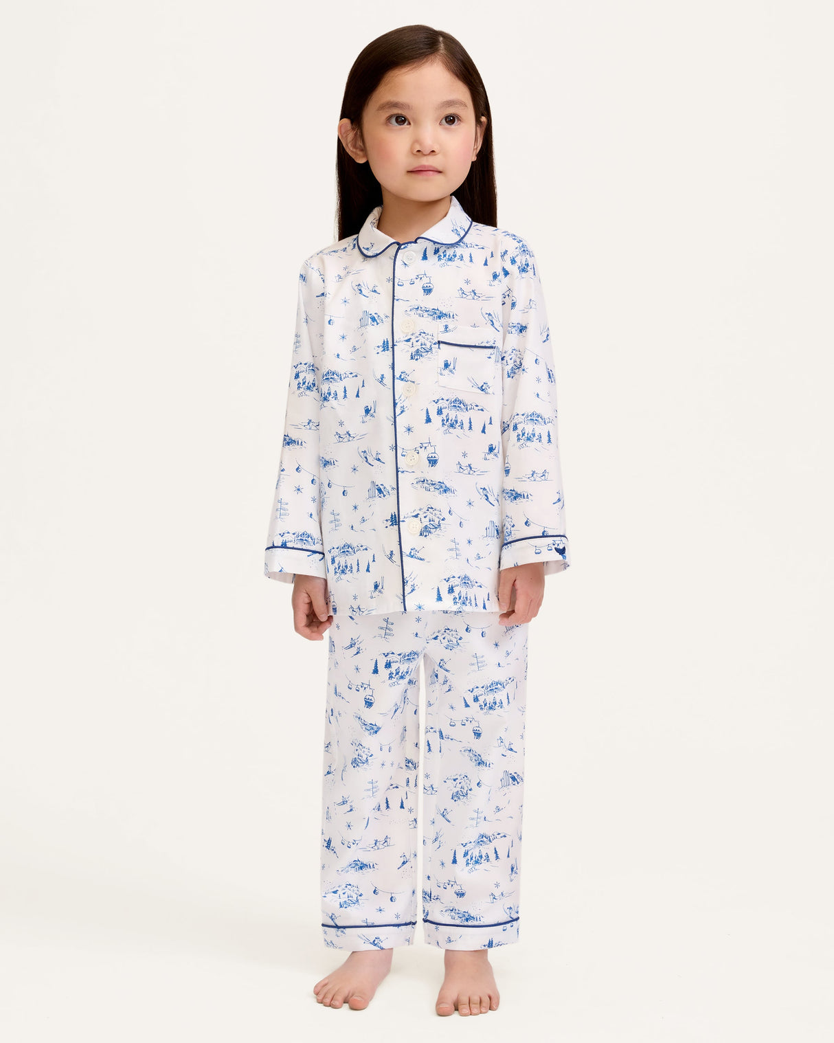 Kid's Twill Pajama Set in Chalet Toile - HoneyBug 