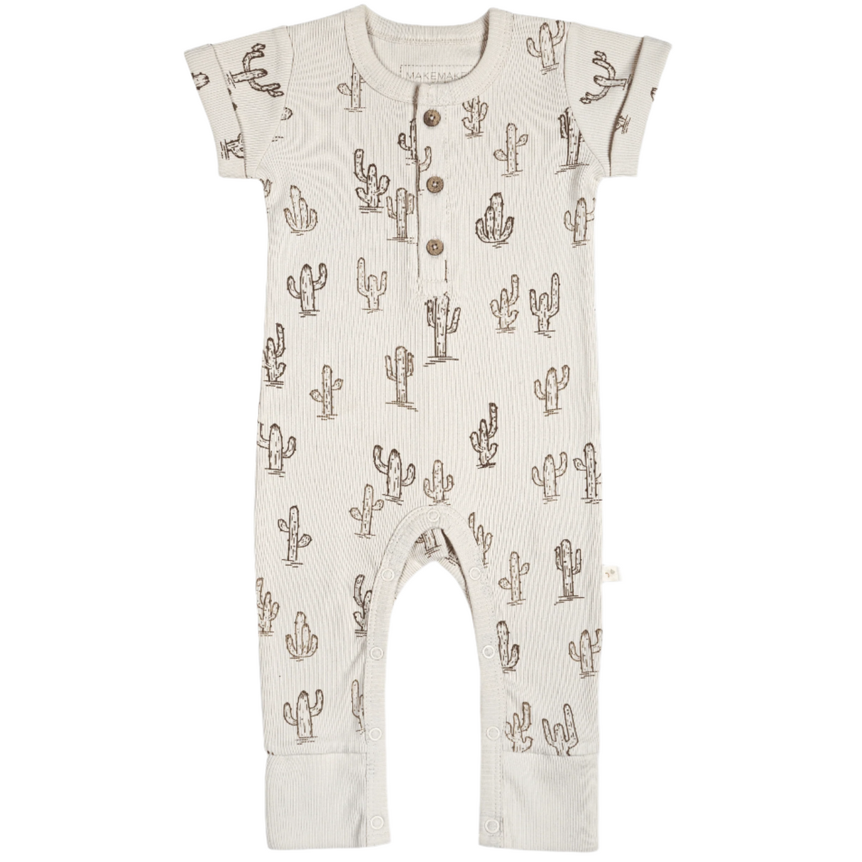 Organic Baby Short Sleeve Button Romper - Cactus