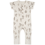 Organic Baby Short Sleeve Button Romper - Cactus