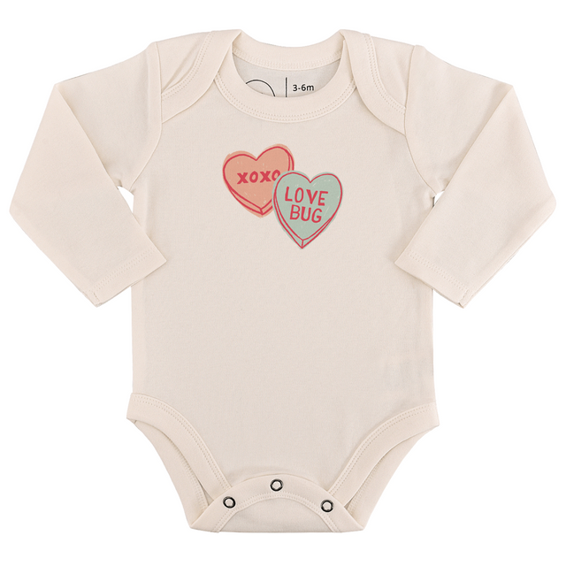 long sleeve graphic bodysuit | candy hearts - HoneyBug 