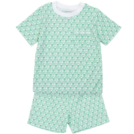 Charles Boys' Pima Cotton Short Set - Golf Putting Green - HoneyBug 