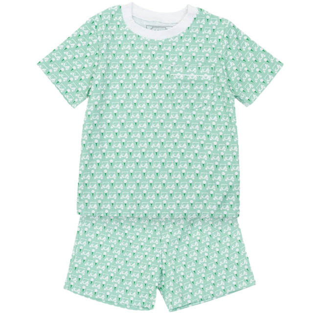 Charles Boys' Pima Cotton Short Set - Golf Putting Green - HoneyBug 