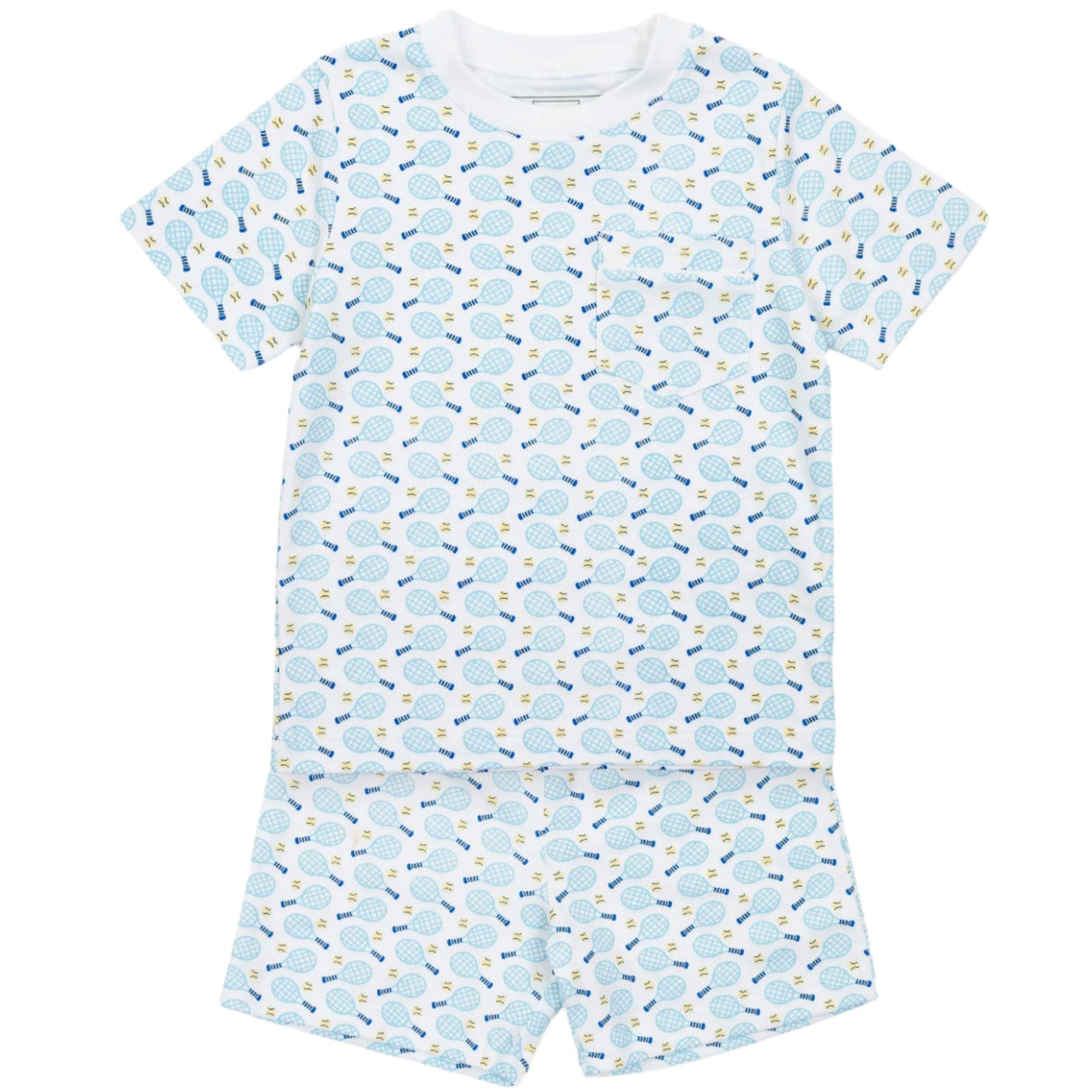 Charles Boys' Pima Cotton Short Set - Tennis Match Blue - HoneyBug 