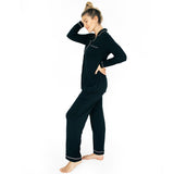 Clea Bamboo Classic Long Sleeve Pajama Set | Black - HoneyBug 