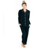 Clea Bamboo Classic Long Sleeve Pajama Set | Black - HoneyBug 