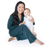 Clea Bamboo Classic Long Sleeve Pajama Set | Evergreen - HoneyBug 