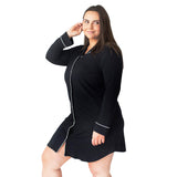 Clea Bamboo Classic Long Sleeve Sleep Shirt | Black - HoneyBug 