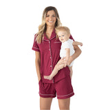 Clea Bamboo Classic Short Sleeve Pajama Set | Deep Berry - HoneyBug 