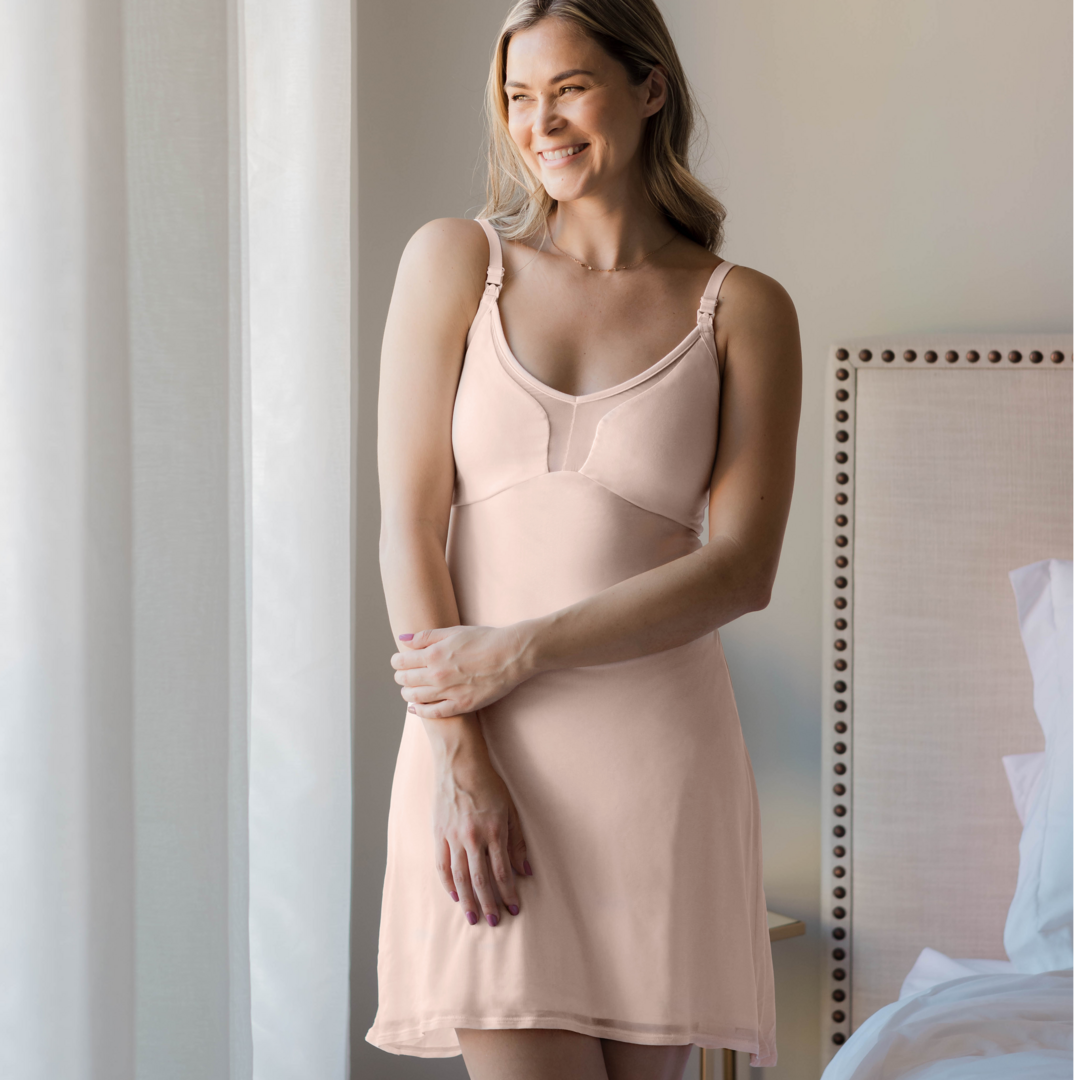 Aurora Mesh Nursing Nightgown | Quartz - HoneyBug 