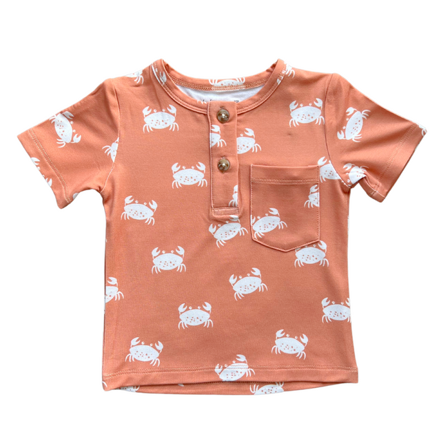 Boy's Short Sleeve Henley Shirt - HoneyBug 