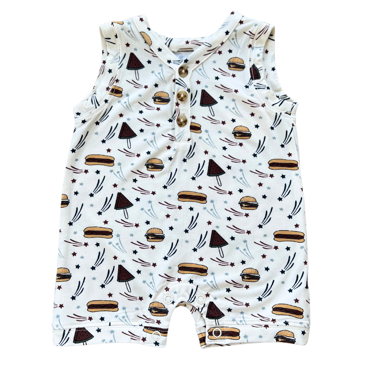 Boy's Sleeveless Romper - HoneyBug 