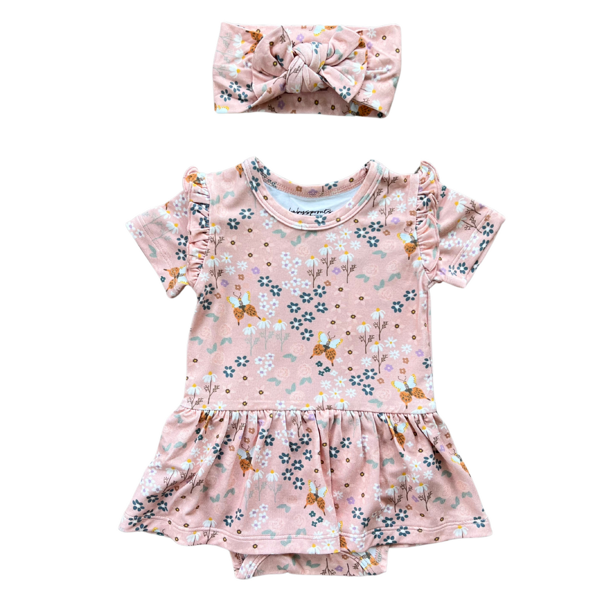 Girl's Short Sleeve Bodysuit Dress Set - HoneyBug 