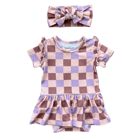 Girl's Short Sleeve Bodysuit Dress Set - HoneyBug 