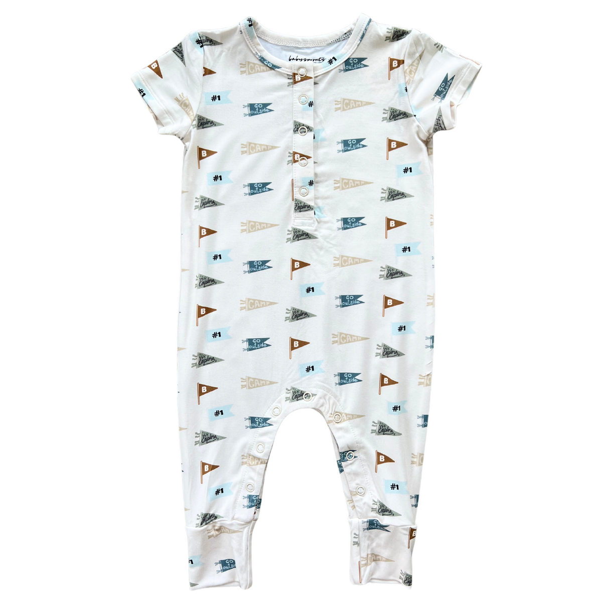 Short Sleeve Henley Romper - HoneyBug 