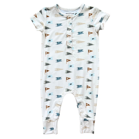 Short Sleeve Henley Romper - HoneyBug 