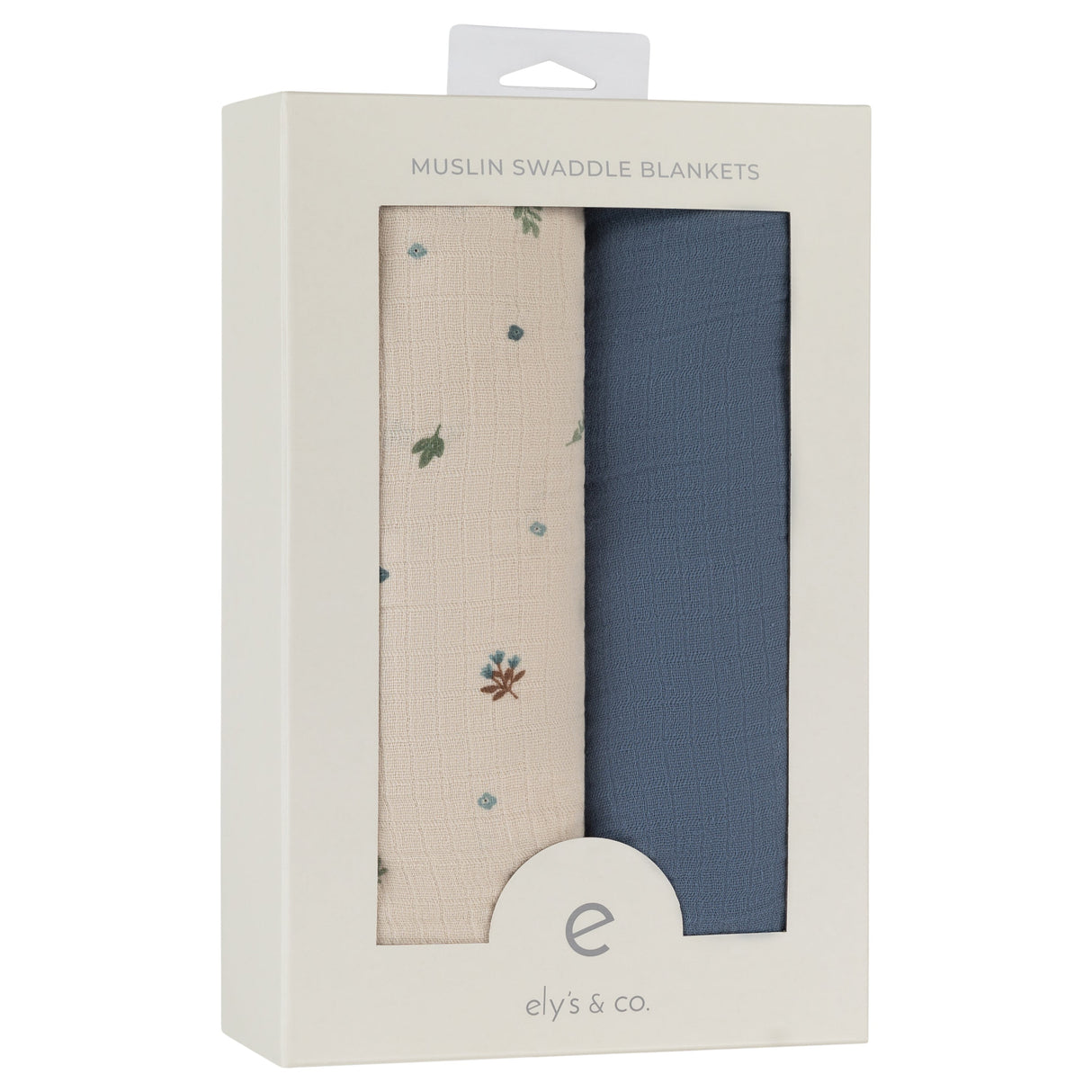 2 Pack Cotton Muslin Swaddle Blanket - Garden Flower - Blue - HoneyBug 