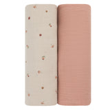 2 Pack Cotton Muslin Swaddle Blanket - Garden Flower (Pink) - HoneyBug 