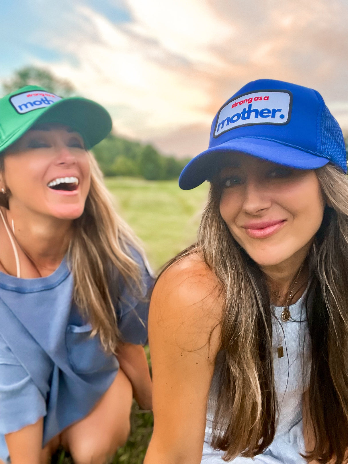 Strong as a mother™ Patch Trucker Hat - Royal Blue - HoneyBug 