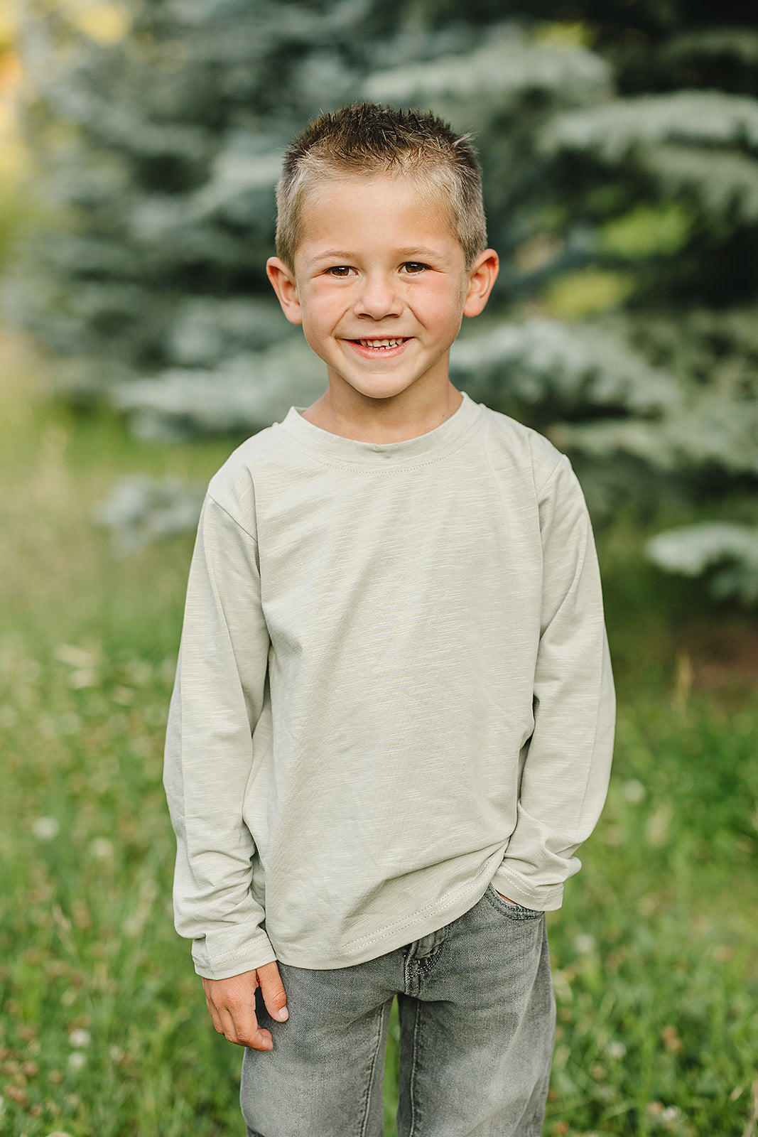 Sage Long Sleeve Cotton Tee - HoneyBug 