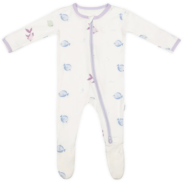 Lavender Fish Zippered Footie - HoneyBug 