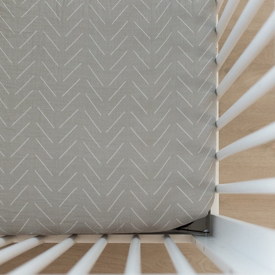 Desert Sage Muslin Crib Sheet - HoneyBug 