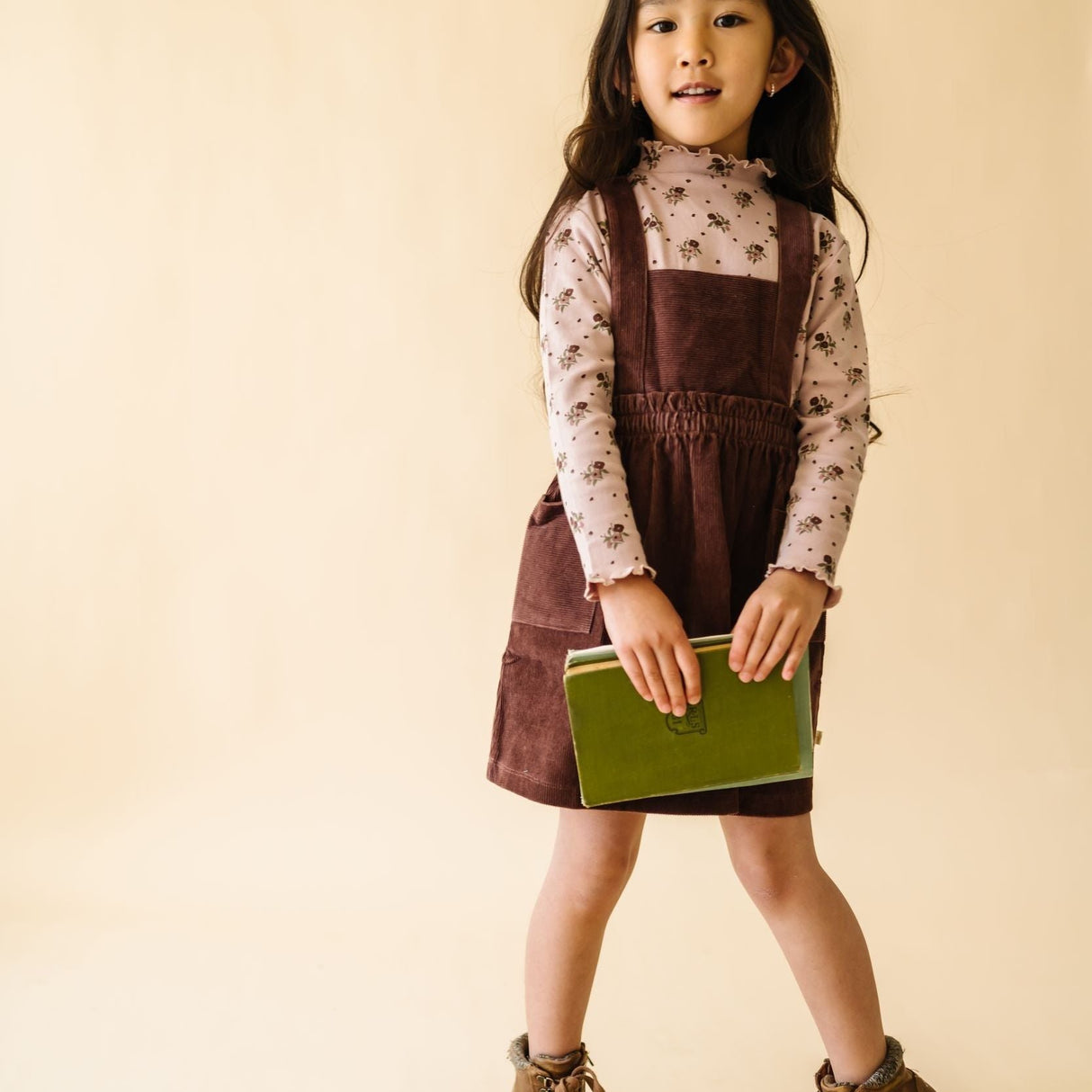 Organic Corduroy Pinafore Dress - Plum