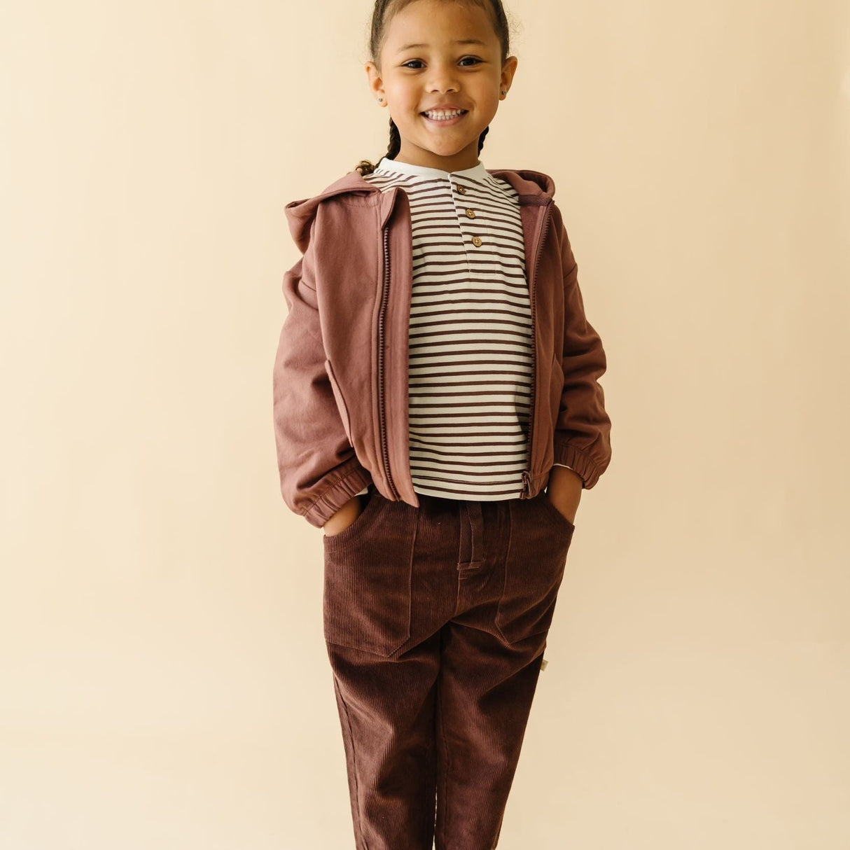 Organic Tee and Corduroy Pant Set - Plum