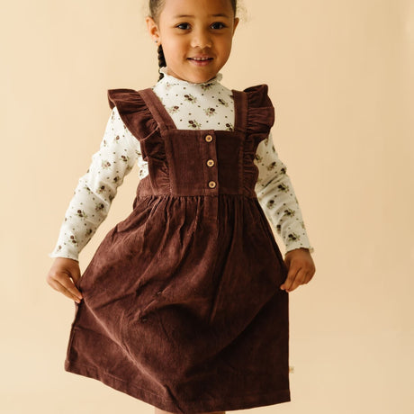 Organic Corduroy Ruffle Dress - Plum