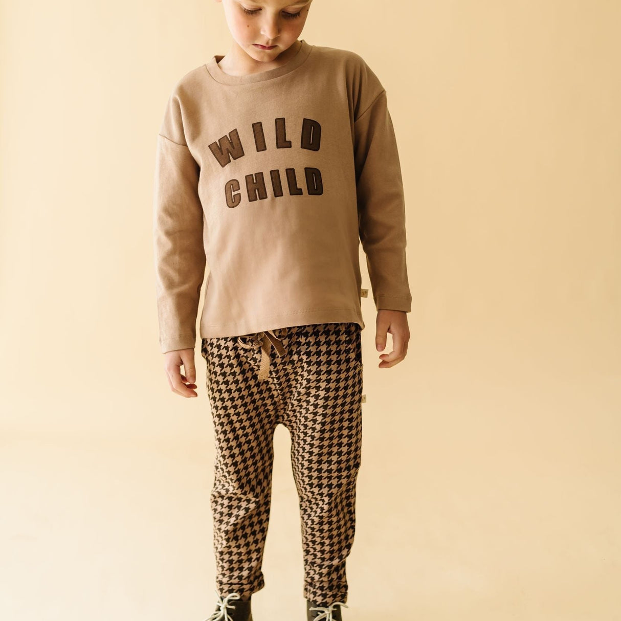 Organic Long Sleeve Tee & Pant Set - Wild Child Placement Tee