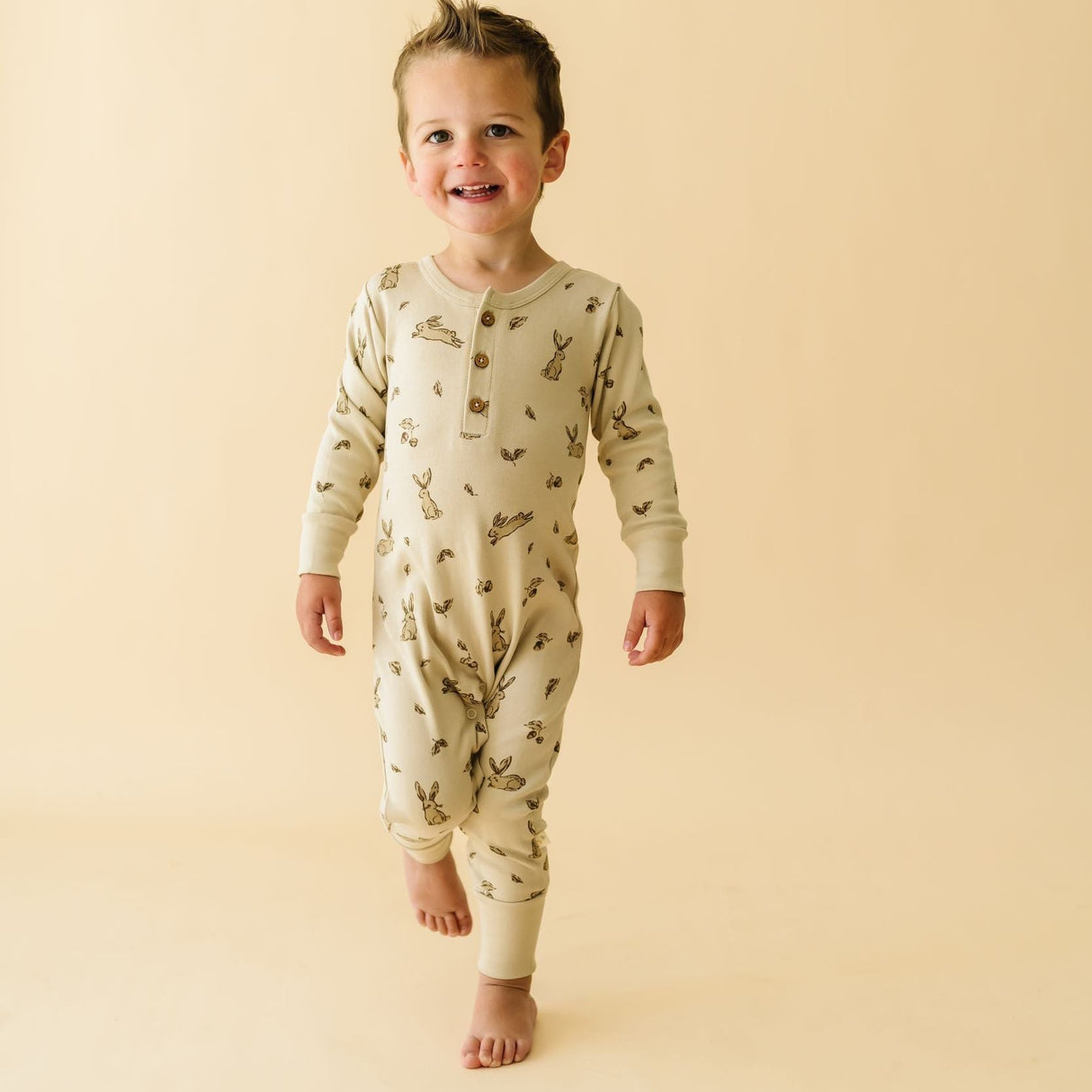 Organic Button Romper - Bunny Hop