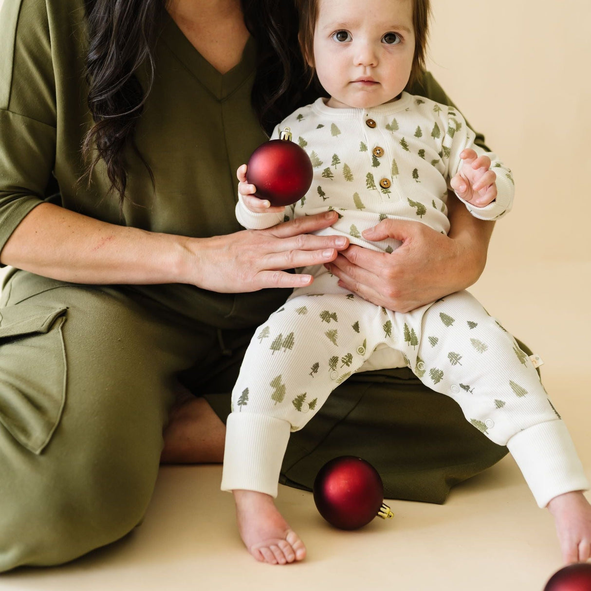 Organic Button Romper - Alpine