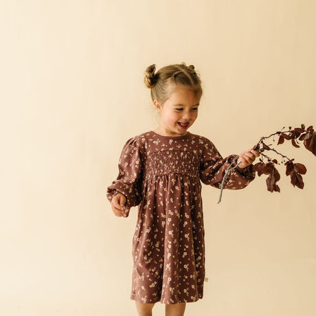 Organic Smocked Dress - Winter Bloom