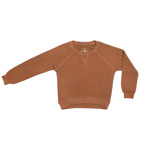 Waffle Crew Neck Sweatshirt - Caramel - HoneyBug 