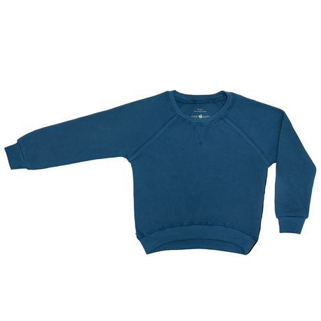 Waffle Crew Neck Sweatshirt - Marine - HoneyBug 