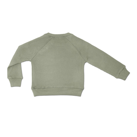 Waffle Crew Neck Sweatshirt - Olive Green - HoneyBug 