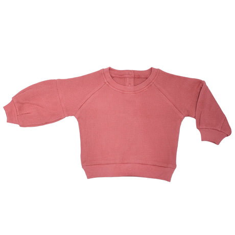 Waffle Balloon Sleeve Sweatshirt - Terra Cotta - HoneyBug 