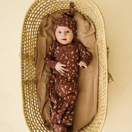 Organic Kimono Knotted Sleep Gown - Winter Bloom