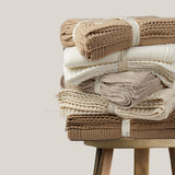 Chunky Knit Throw Blanket - Beige