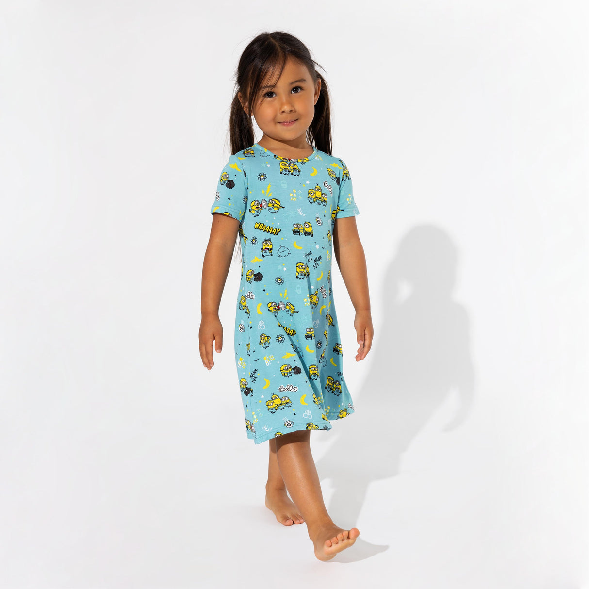 Minions Bello Banana Bamboo Girls' Short Sleeve Dress - HoneyBug 