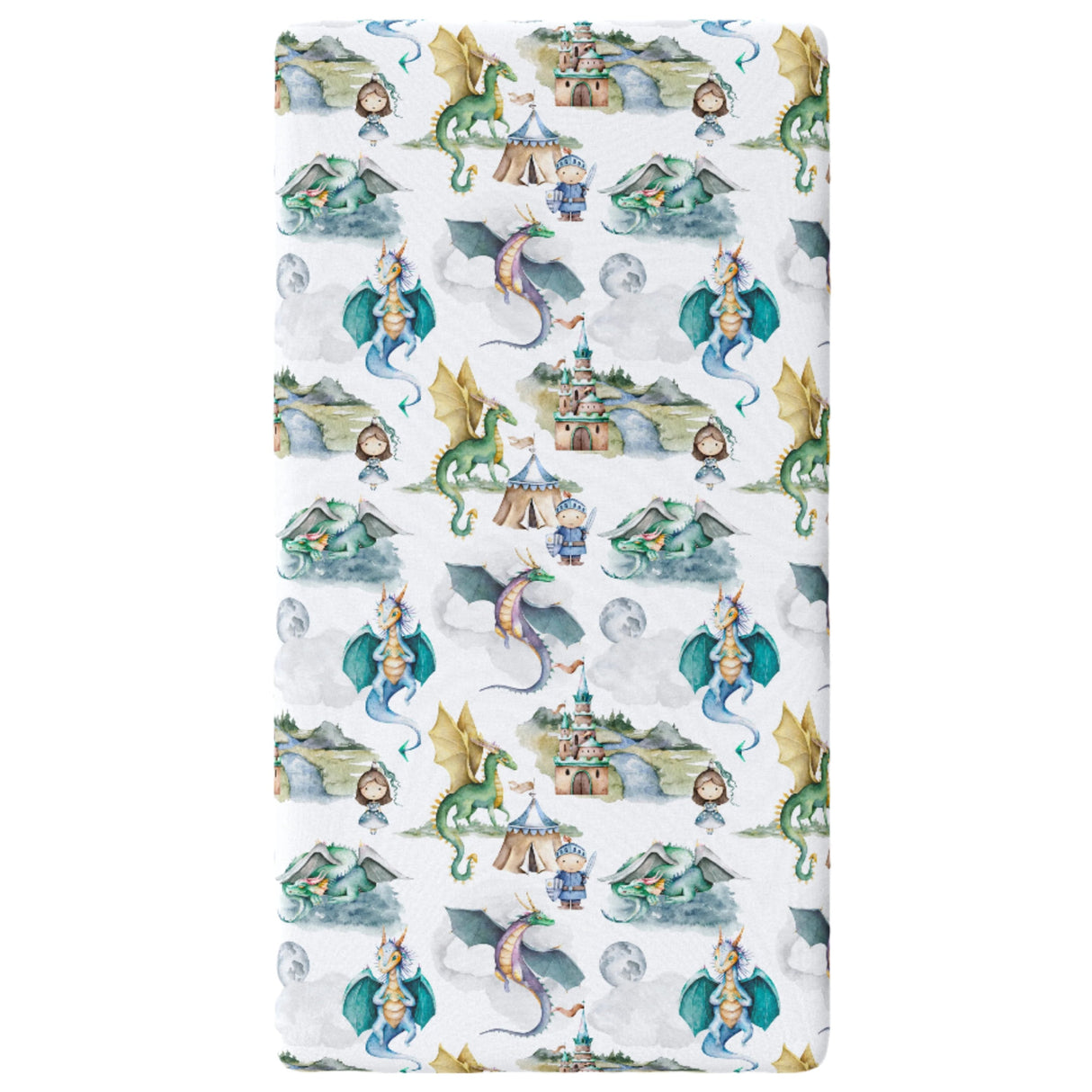 Fitted Crib Sheet - Dragons & Knights