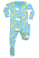 Soft & Stretchy Zipper Footie - Rubber Duckies - HoneyBug 