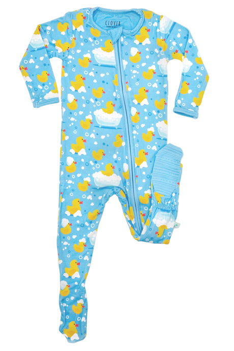 Soft & Stretchy Zipper Footie - Rubber Duckies - HoneyBug 