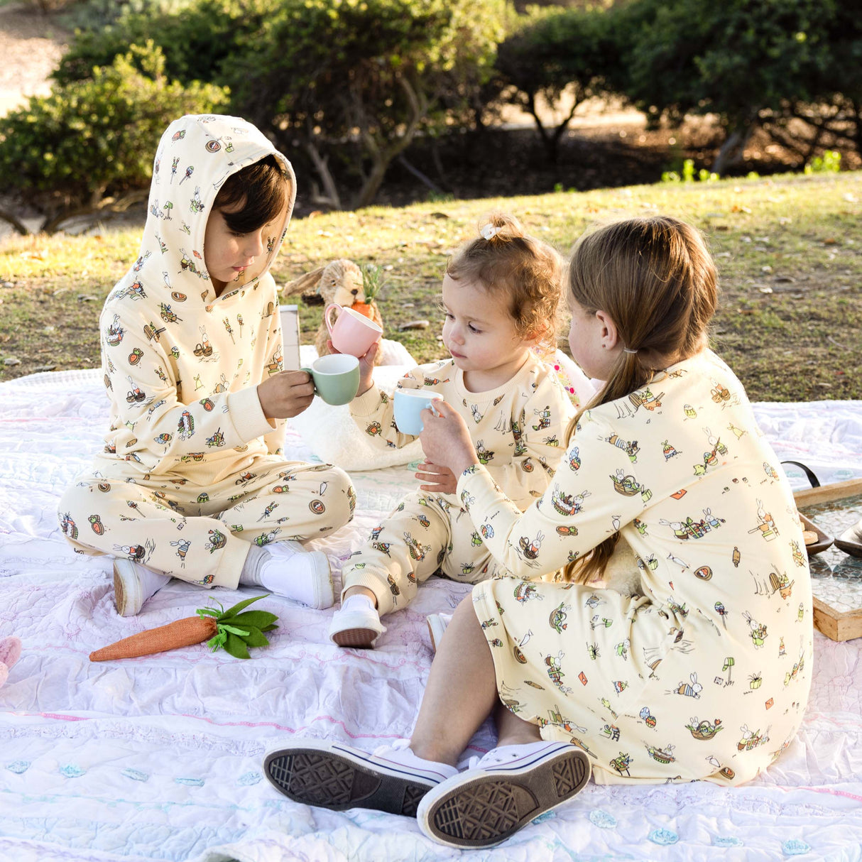 Bunny Workshop French Terry Girls' Daywear Long Sleeve Dress - HoneyBug 