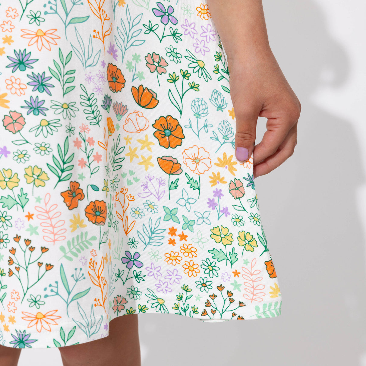 Summer Floral Bamboo Girls' Short Sleeve Dress - HoneyBug 