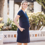 Eleanora Bamboo Maternity & Nursing Lounge Dress | Navy Heather - HoneyBug 