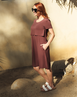 Eleanora Bamboo Maternity & Nursing Dress | Redwood - HoneyBug 