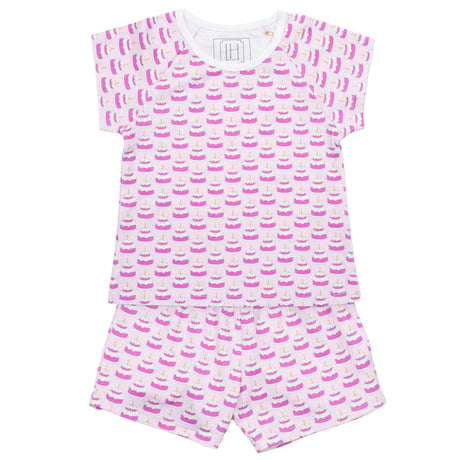 Emery Girls' Short Set - Birthday Cake Pink - HoneyBug 