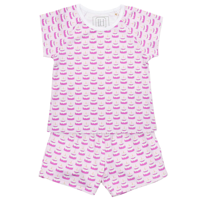 Emery Girls' Short Set - Birthday Cake Pink - HoneyBug 