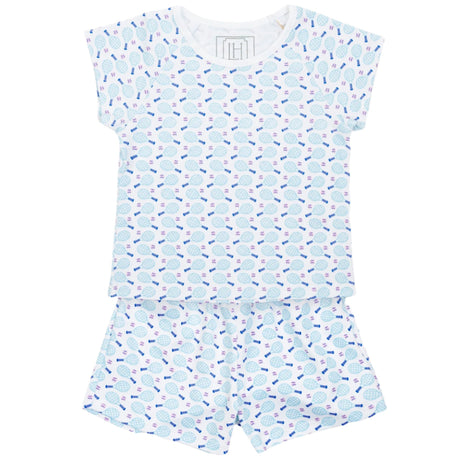 Emery Girls' Pima Cotton Short Set - Tennis Match Pink - HoneyBug 